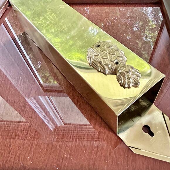 Vintage Brass Wall Mount Match Holder with Pineapple Emblem - Picture 3 of 16